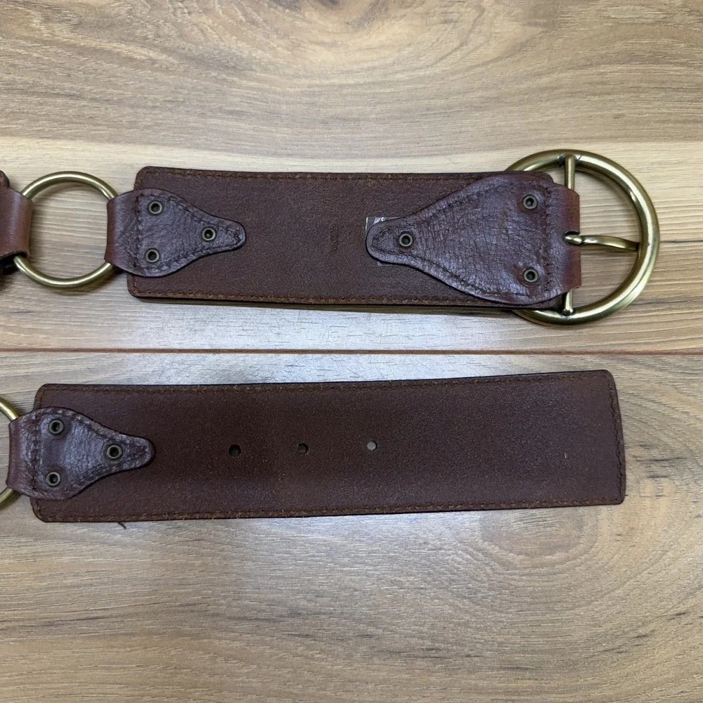 Michael Kors Women's Y2K Vintage Wide Belt Size L Brown Leather Boho Festival